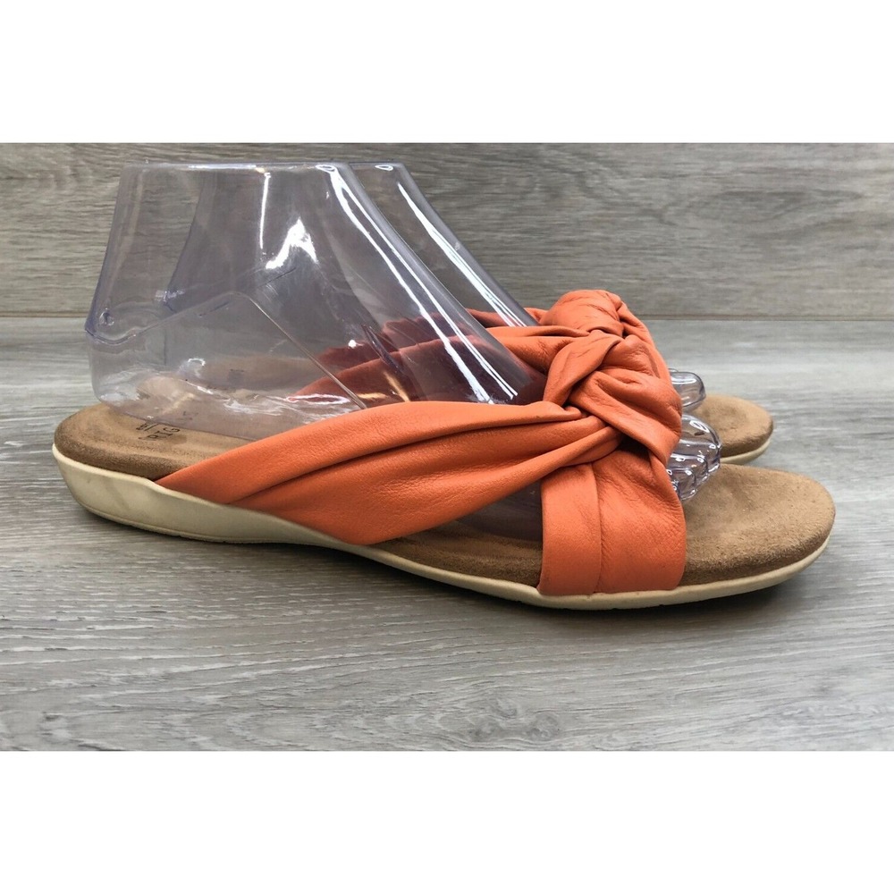 Earth Origins Belder Billi Women's Sandal 9 Orange Leather Slip‎ On Slide Shoes